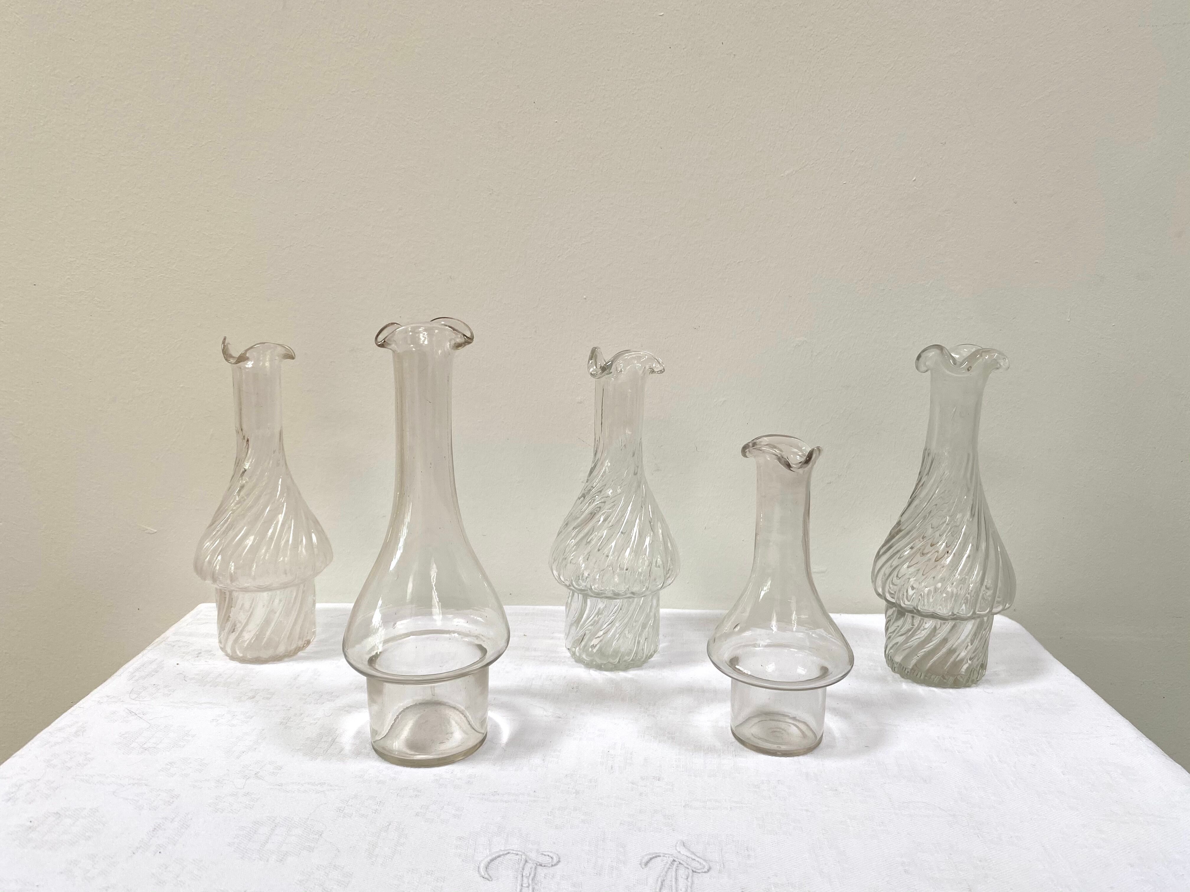 Set of 5 glass apothecary vials