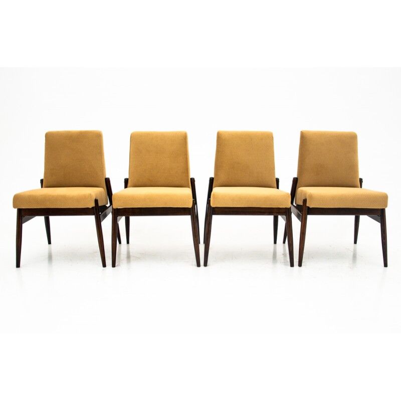 Set of four yellow midcentury modern armchairs 300-227 type from 1960