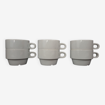 6 coffee cups / chocolate bistro white porcelain