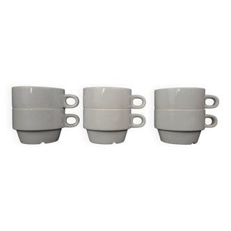 6 coffee cups / chocolate bistro white porcelain