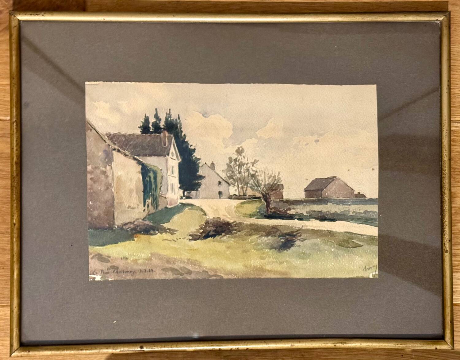 Old painting, rural landscape signed and dated.