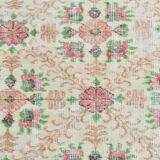 6x10 Vintage Beige & Powder Pink Floral Handmade Vintage Rug, 186x295 Cm