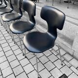 Set of 6 Hammer chairs in black leather, by Arne Jacobsen for Frits Hansen