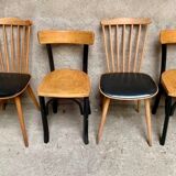 Serie de 4 anciennes chaises bistrot en bois