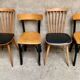 Serie de 4 anciennes chaises bistrot en bois