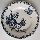 Flat plates stamped opaque Gien porcelain, “Chardons” model