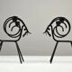 Pair of Black Metal Goat Candleholders — Gunnar Ander for Ystad-Metall, Sweden, 1960s