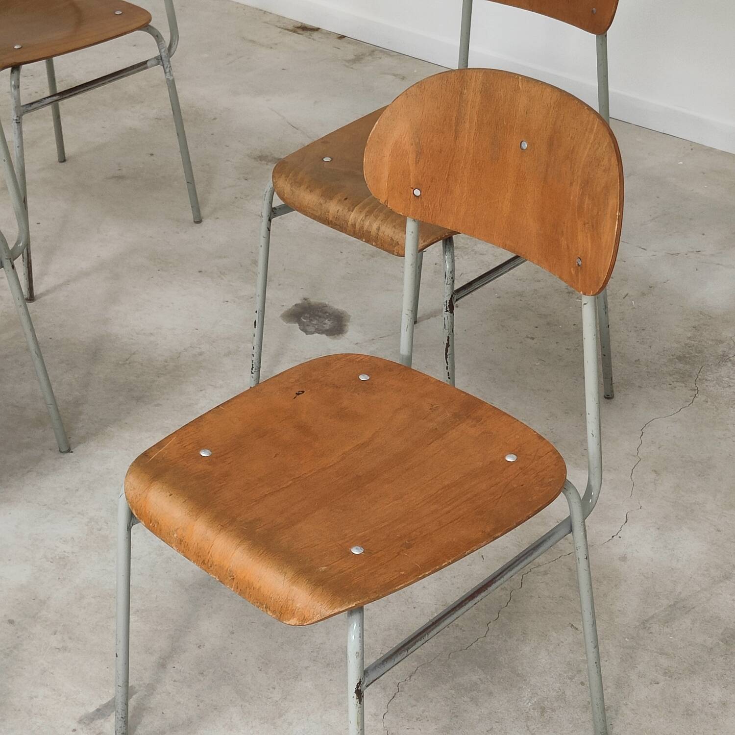 Lot of 24 chairs school chairs industrial style ex Czechoslovakia 1950