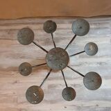 Bougeoir en bois sculpté et fer forgé