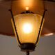 Wrought iron and copper pendant lamp with textured glass diffuser
