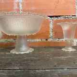 Masserini barocco fruit bowl pair moulded glass bead row vintage