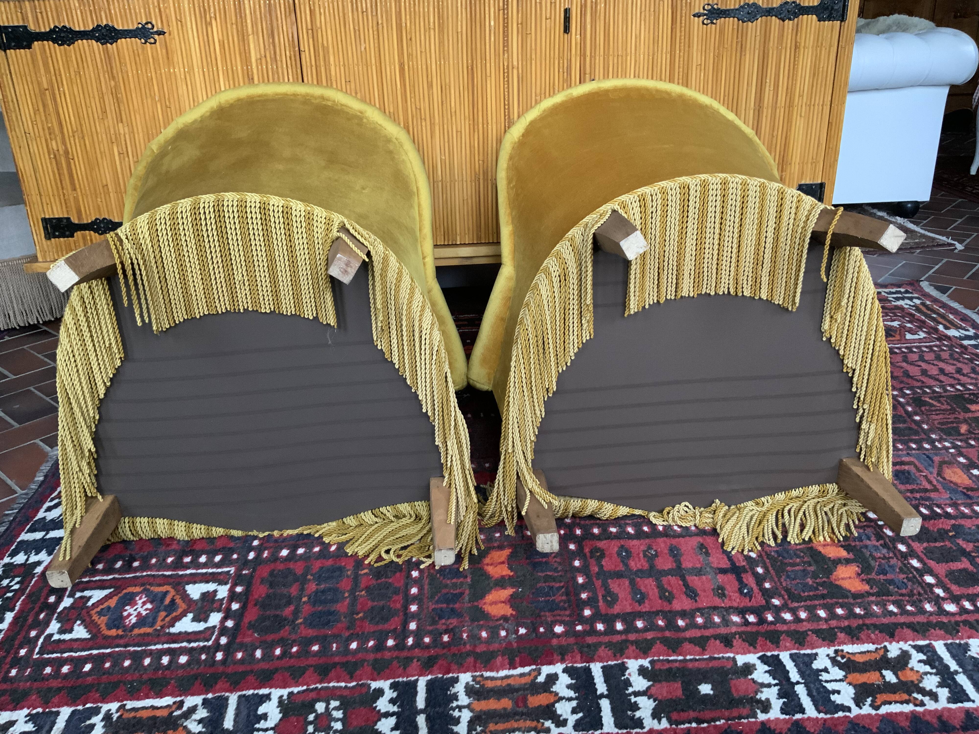 Pair of golden yellow toad armchairs