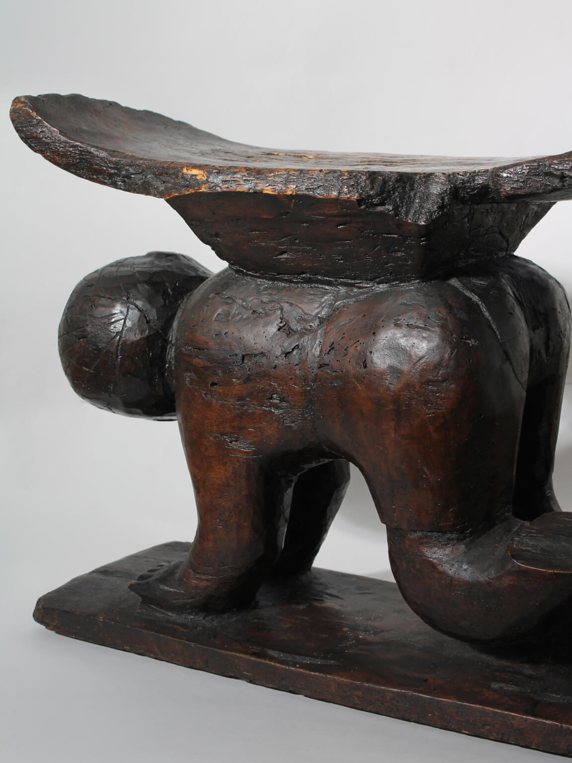 Large African Ashanti Figural Stool