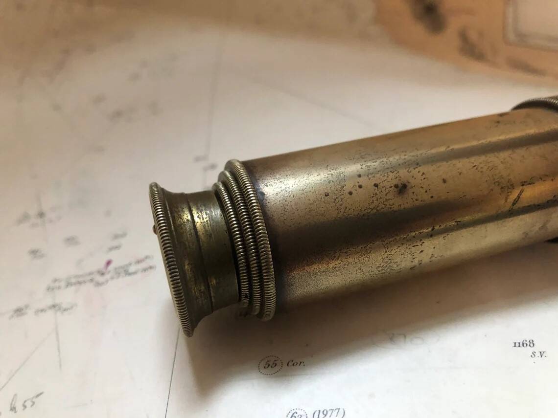 Old brass telescope from the 19th century