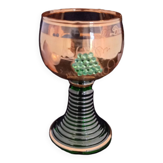 German wine glass gilded with fine gold enhanced with crystals