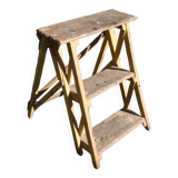 Antique folding 3-step wooden stepladder