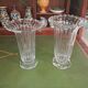 Pair of Daum France crystal cornets vases – Twisted ribbed model
