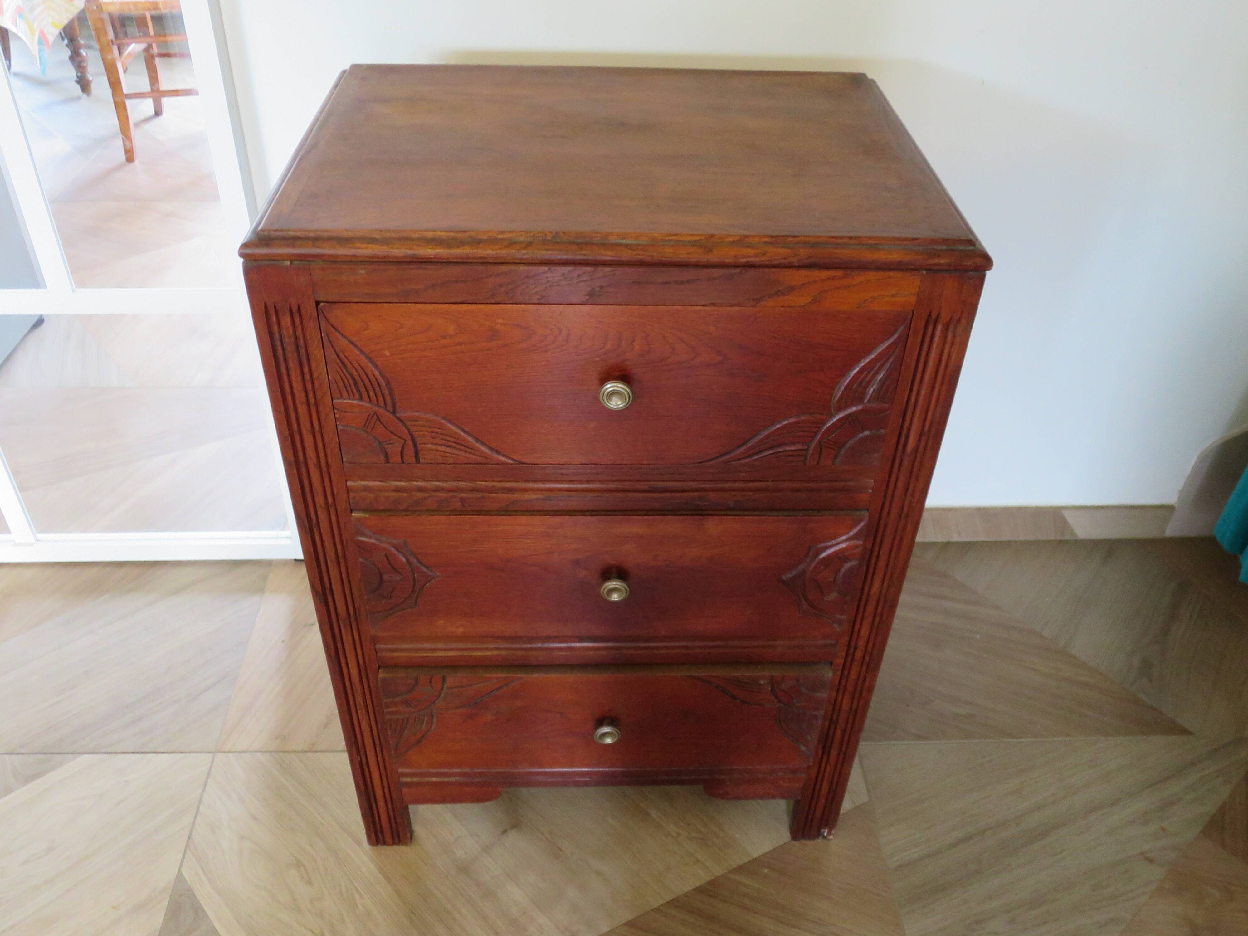 Vintage - Belle commode Art déco -3 tiroirs - Années 40
