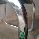 Vintage 70s black skai sled chair