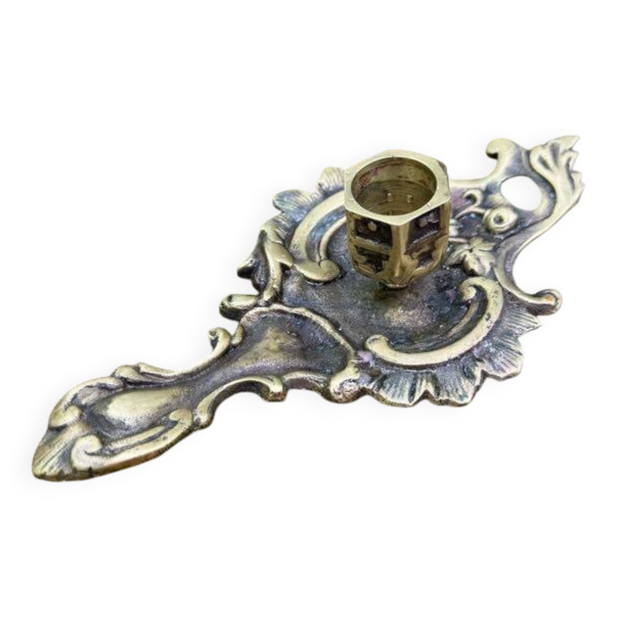 Art Deco brass candle holder