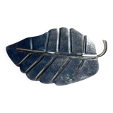 Vintage silver-plated metal trinket tray or leaf-shaped dish