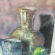 Textured still life on wood