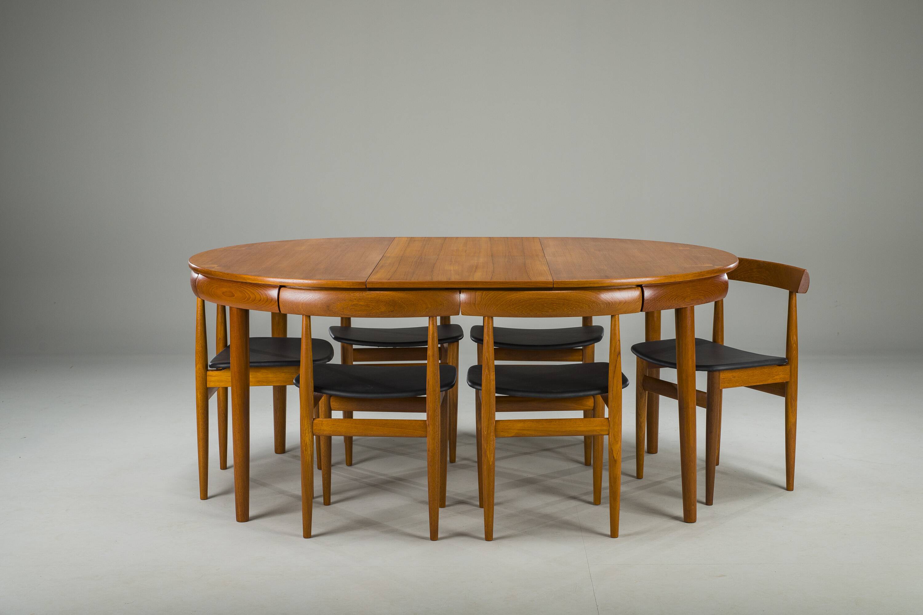 Danish Teak Extendable Dining Table and Chairs by Hans Olsen for Frem Røjle