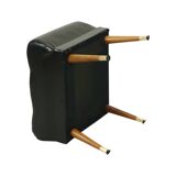 Vintage Black Pouf Conical Legs Chesterfield Style Skai