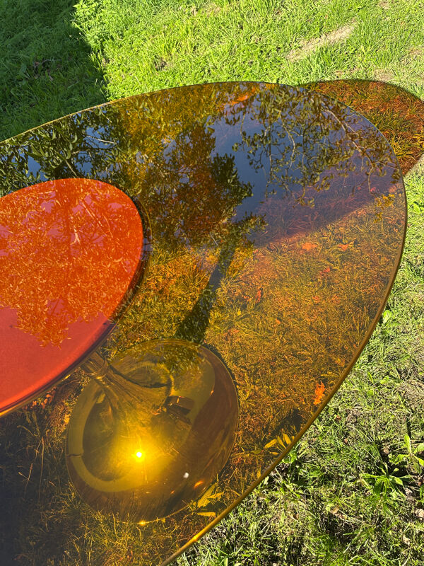 Table pied tulipe verre fumé ORANGE Gastone Rinaldi
