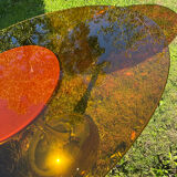 ORANGE smoked glass tulip foot table Gastone Rinaldi