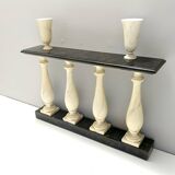 Ivory Hand-Painted Beech Console / Balustrade with a Marble Effect and Two