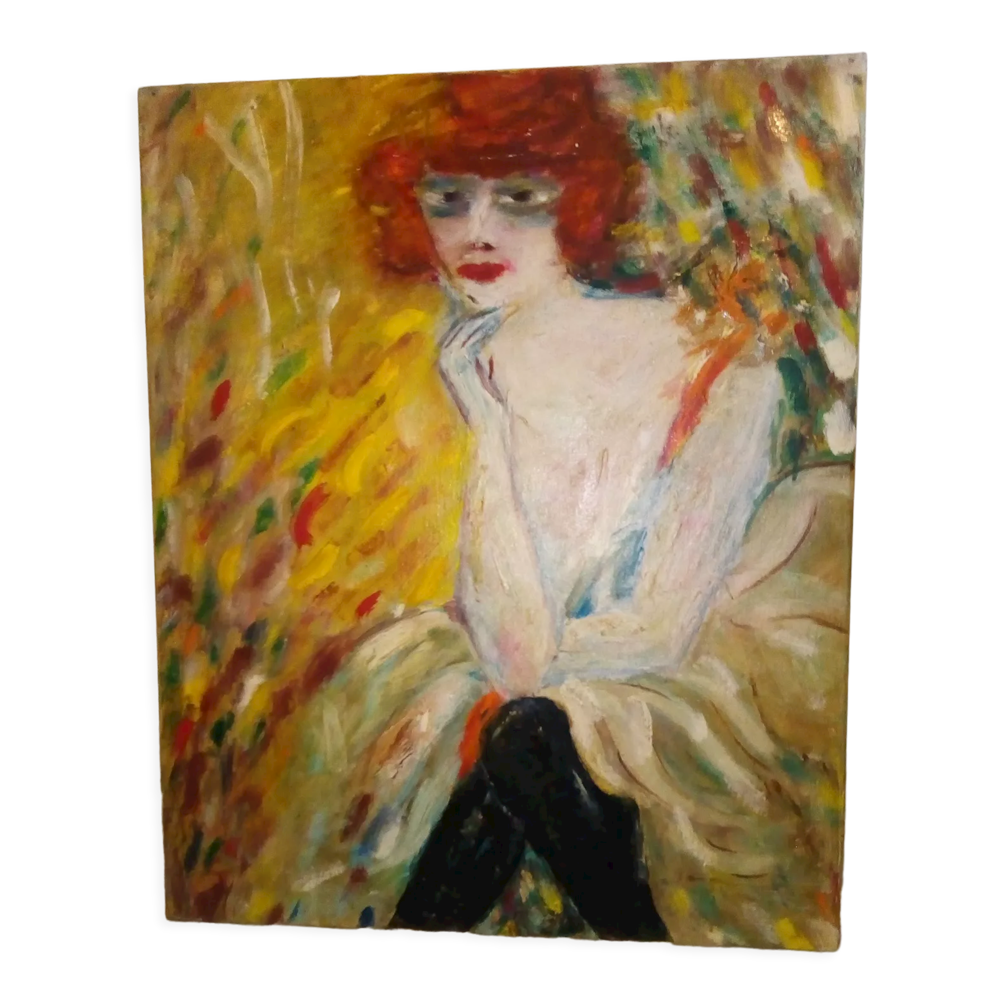 Painting of woman portrait in oil