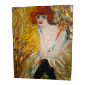 Painting of woman portrait in oil