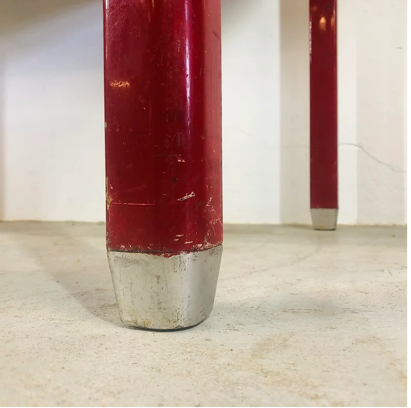 Red vintage steel desk or table