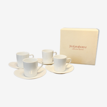 Coffee service Yves Saint Laurent 4 cups heart white porcelain