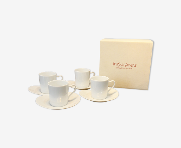 Service à café Yves Saint Laurent 4 tasses coeur porcelaine blanche