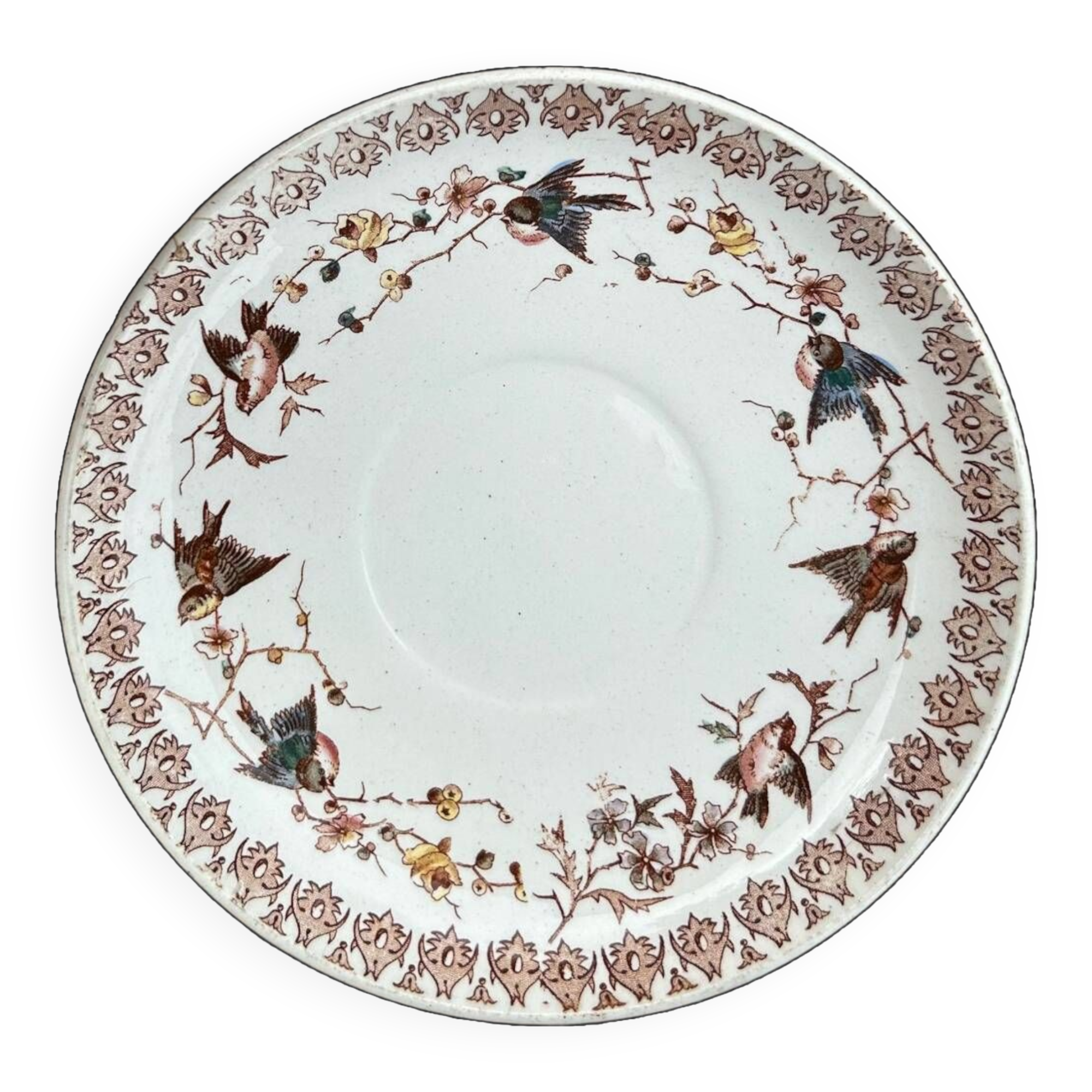 Polychrome iron earth saucer HB et Cie