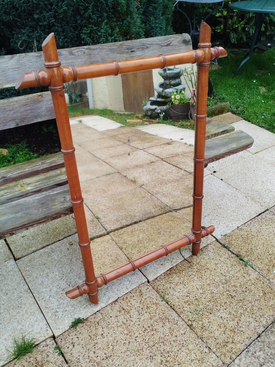 Vintage bamboo antique mirror