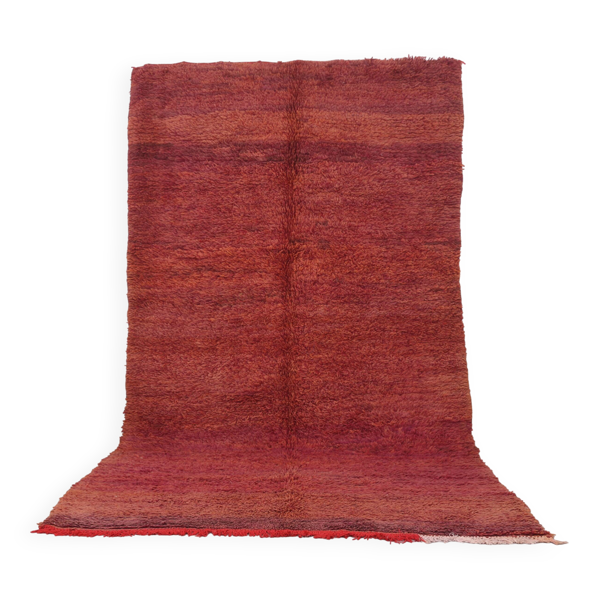 Burgundy Vintage Handmade Moroccan rug 180 x 336 cm - Berber wool Rug