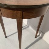 Round Louis XVI style pedestal table in marquetry wood, 20th century