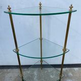 Neoclassical corner or corner seat, 3 levels in white tempered glass