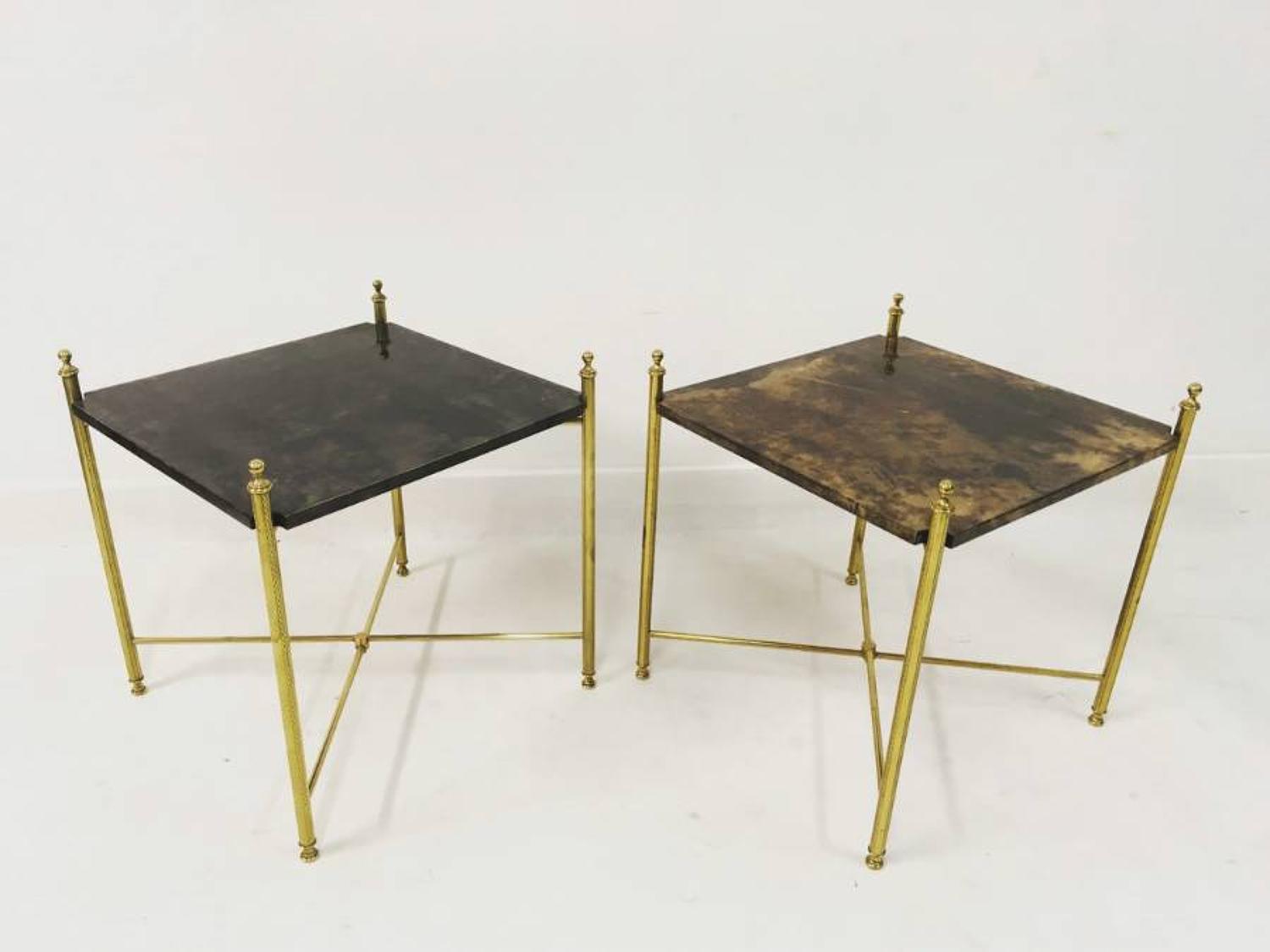 Pair of lacquered goatskin tables