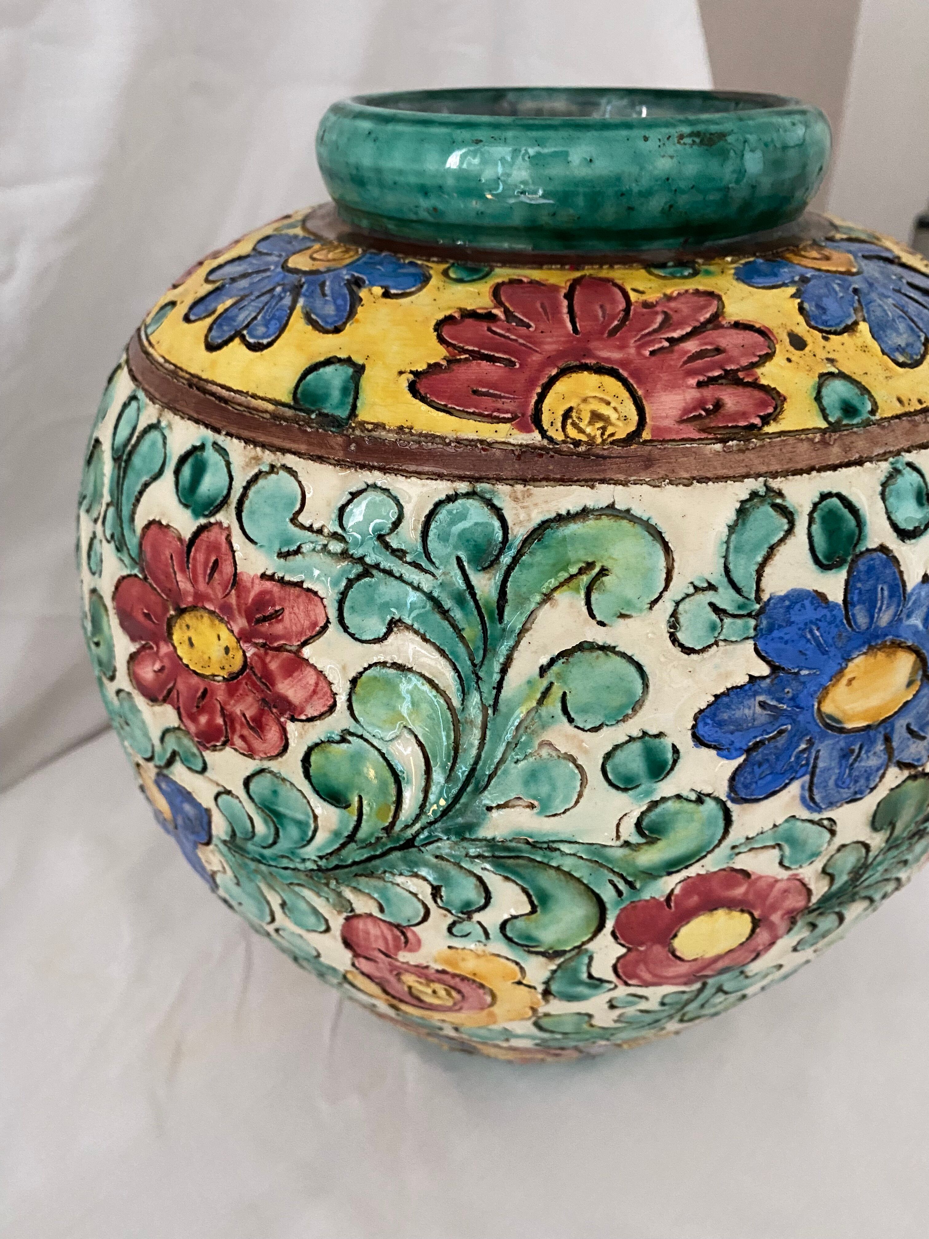 Polychrome floral vase Cerart Monaco