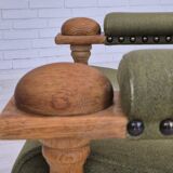 1970s, Danish armchair, original condition, wool, solid oak wood.