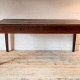 Table antique avec 2 tiroirs en patine