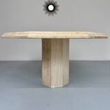 Table de repas en travertin épais design italien des années 70 vintage
