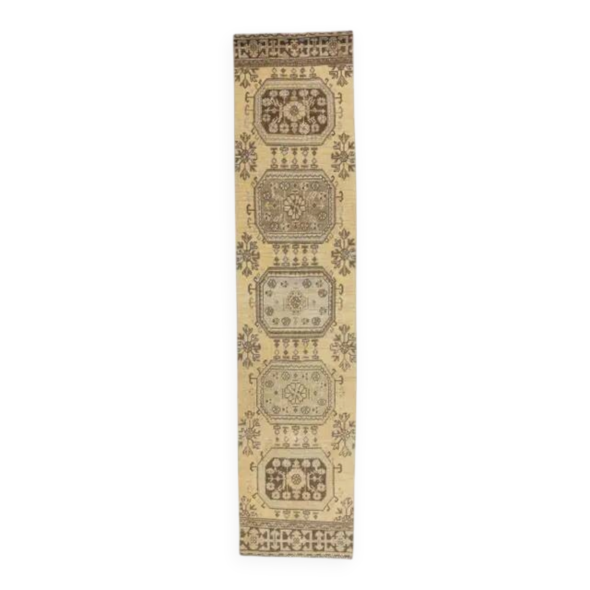 1970s Turkish Oushak geometric wool rug 72x323