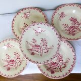 5 hollow plates in Gien iron earth model Thistles