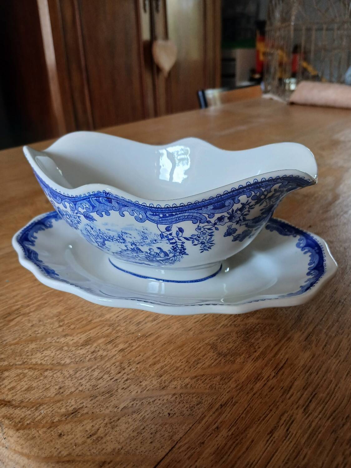 Old Lunéville earthenware sauce boat