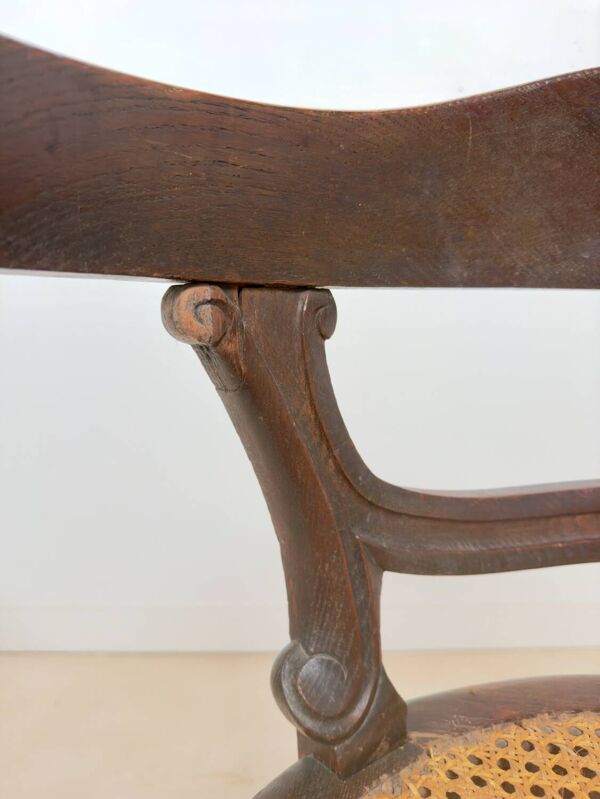 Chaise ancienne de style Louis Philippe en bois et cannage